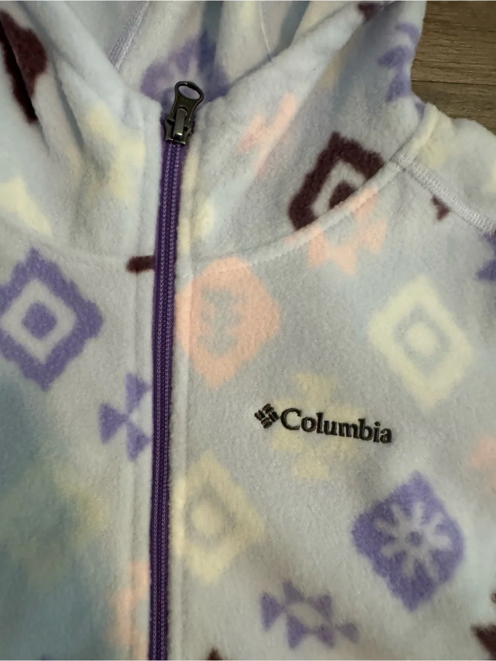 Columbia Lavender and Pink Patterned Fleece Half-Zip Hoodie
